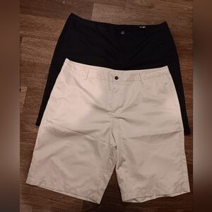 adidas Men's Black and Cream Flat Front Shorts Set 2